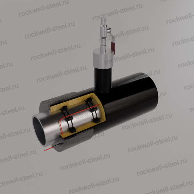 Тройник с шаровым краном воздушника, Ст 10 — Ст 20 (ГОСТ 10704-91/10705-80) 630 мм - ППУ ПЭ - ЗМКВ в Владивостоке