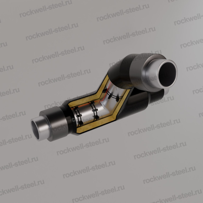 Тройниковое ответвление с переходом, 57x3,5 - 32x3 - 45x3 Ст 20 (ГОСТ 8732-78) - ППУ ПЭ - МЗИ в Владивостоке