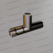 Тройник, Ду40(48)x3,5 - Ду32(42,3)x3,5 Ст 3сп (ГОСТ 3262-75) - ППУ ПЭ - МЗИ