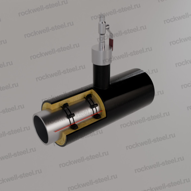 Тройник с шаровым краном воздушника, Ст 20 (ГОСТ 8732-78) 38 мм - ППУ ПЭ в Владивостоке