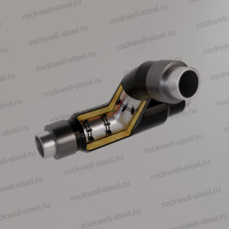 Тройниковое ответвление с переходом, 630х10 - 630x10 - 530х10 Ст 10 — Ст 20 (ГОСТ 10704-91/10705-80) - ППУ ПЭ - МЗИ